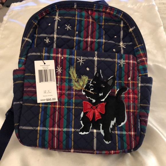 Vera Bradley Quilted Small Backpack Plaid Print With Scottie Dog NWT - Picture 1 of 16